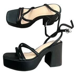 WILD FABLE Astro Strappy Platform Heels Black 7